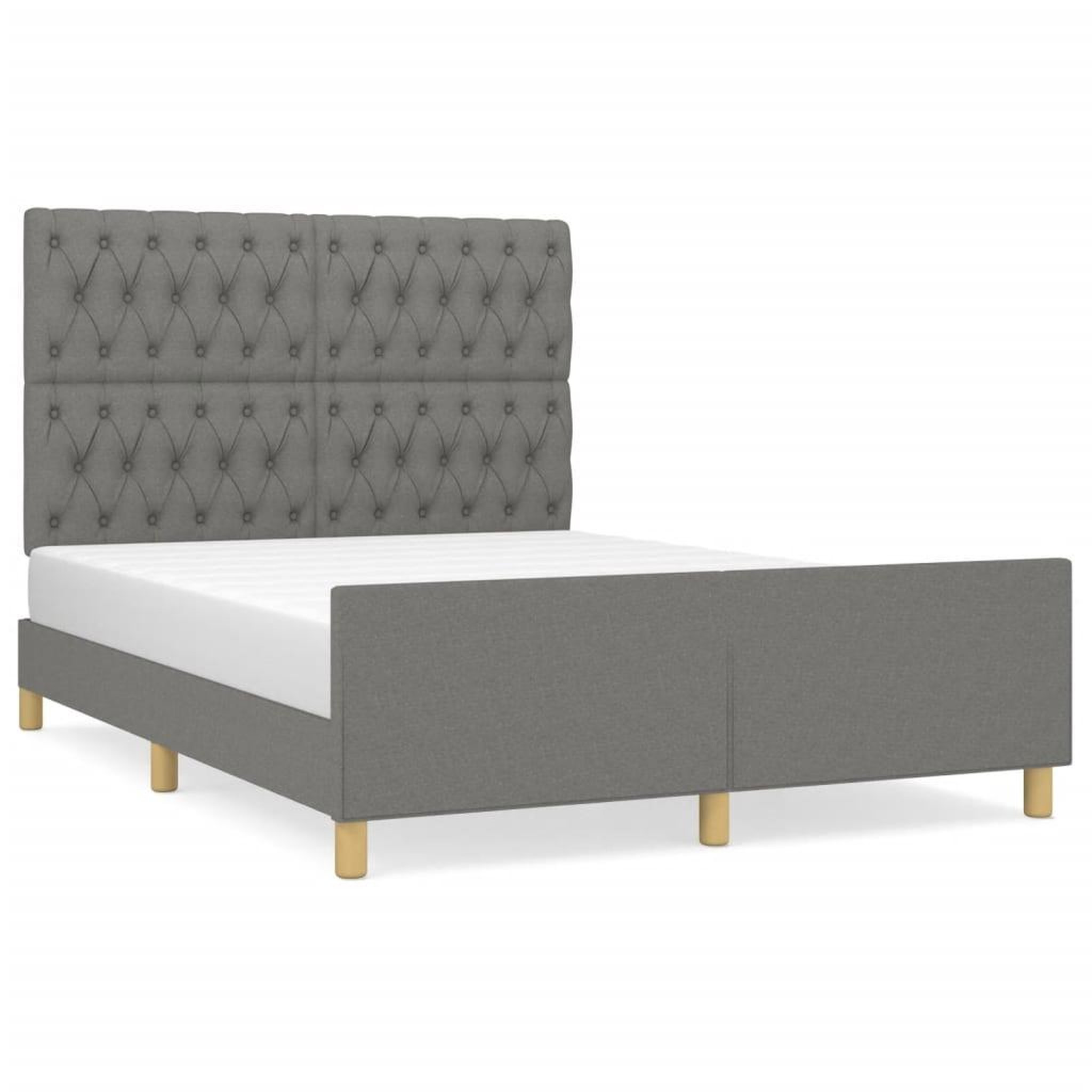 Voir la diapositive 2 : VIDAXL Cadre de lit sans matelas gris fonce 140x200 cm tissu