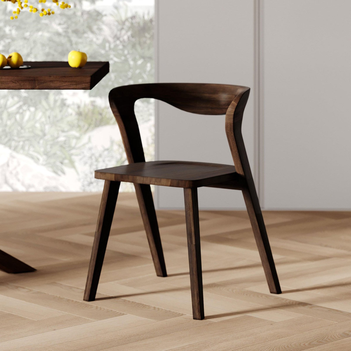 Rendez vous déco Chaise en bois d'hévéa foncé, dossier courbé-Vega