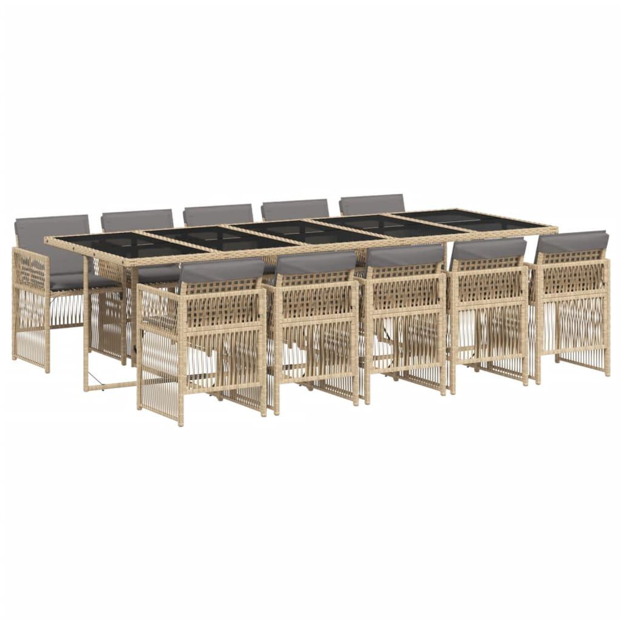 Voir la diapositive 2 : VIDAXL Ensemble a manger de jardin et coussins 11 pcs melange beige