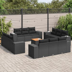 VIDAXL Salon de jardin avec coussins 13 pcs noir resine tressee