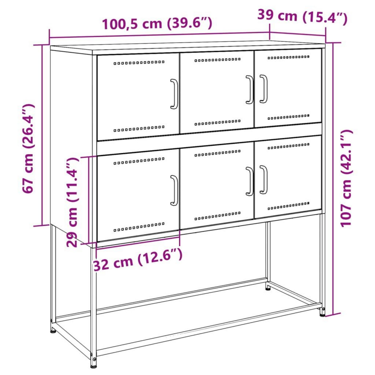 VIDAXL Buffet rose 100,5x39x107 cm acier