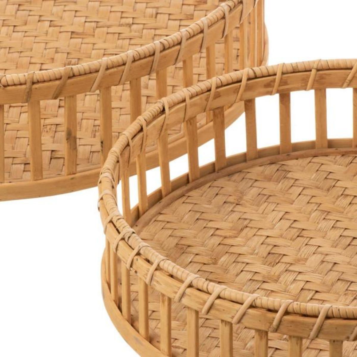 Paris Prix Lot de 3 Plateaux Déco  Ronds  47cm Naturel