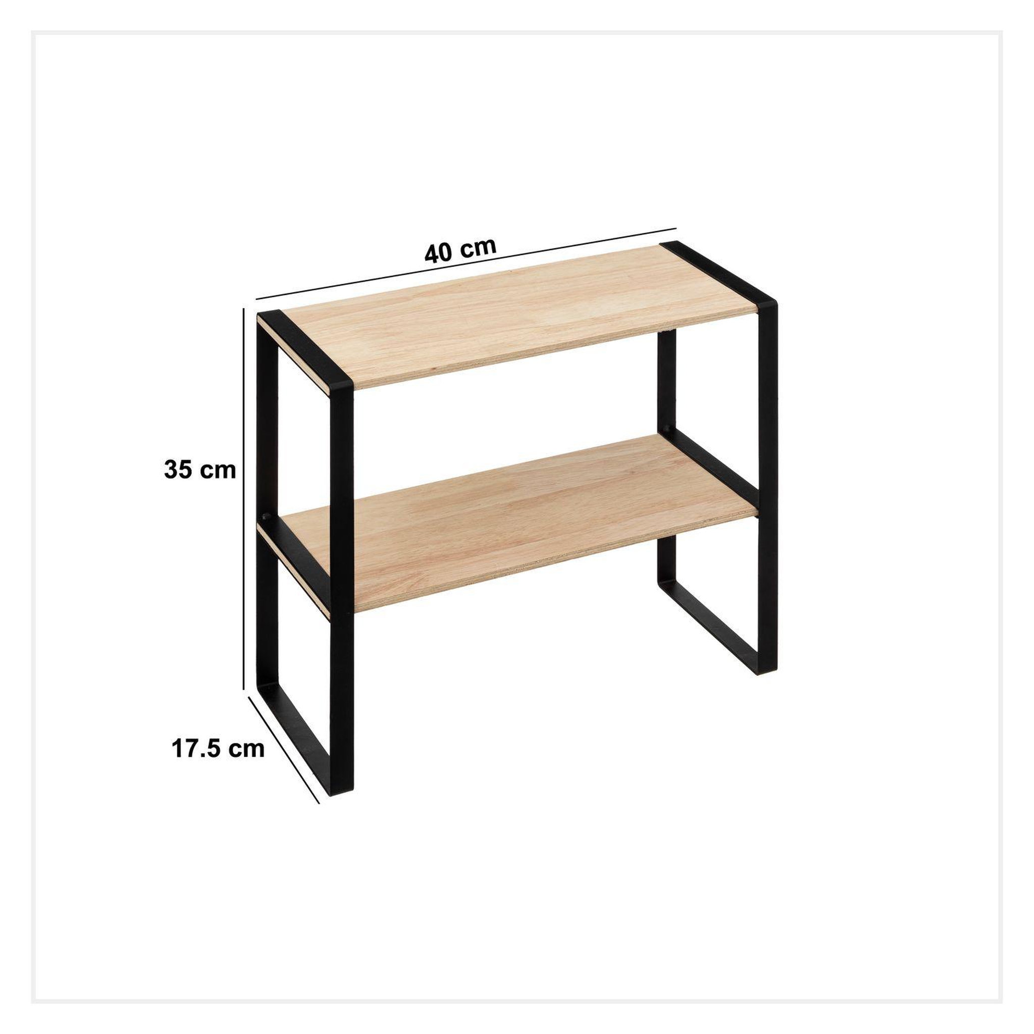 Voir la diapositive 3 : FIVE Étagère à 2 niveaux en bois blackwood - beige