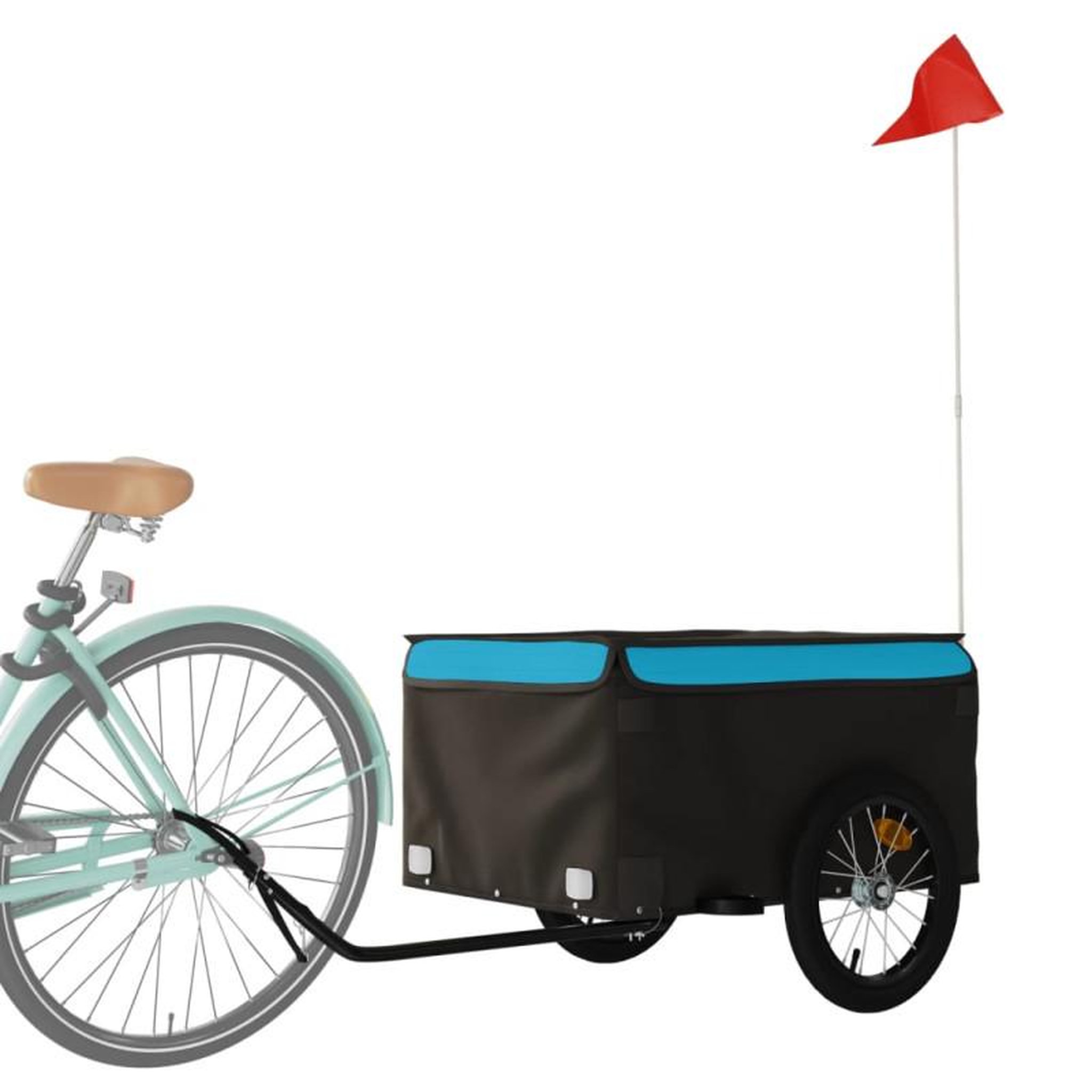 Voir la diapositive 3 : VIDAXL Remorque de vélo noir et bleu 45 kg fer