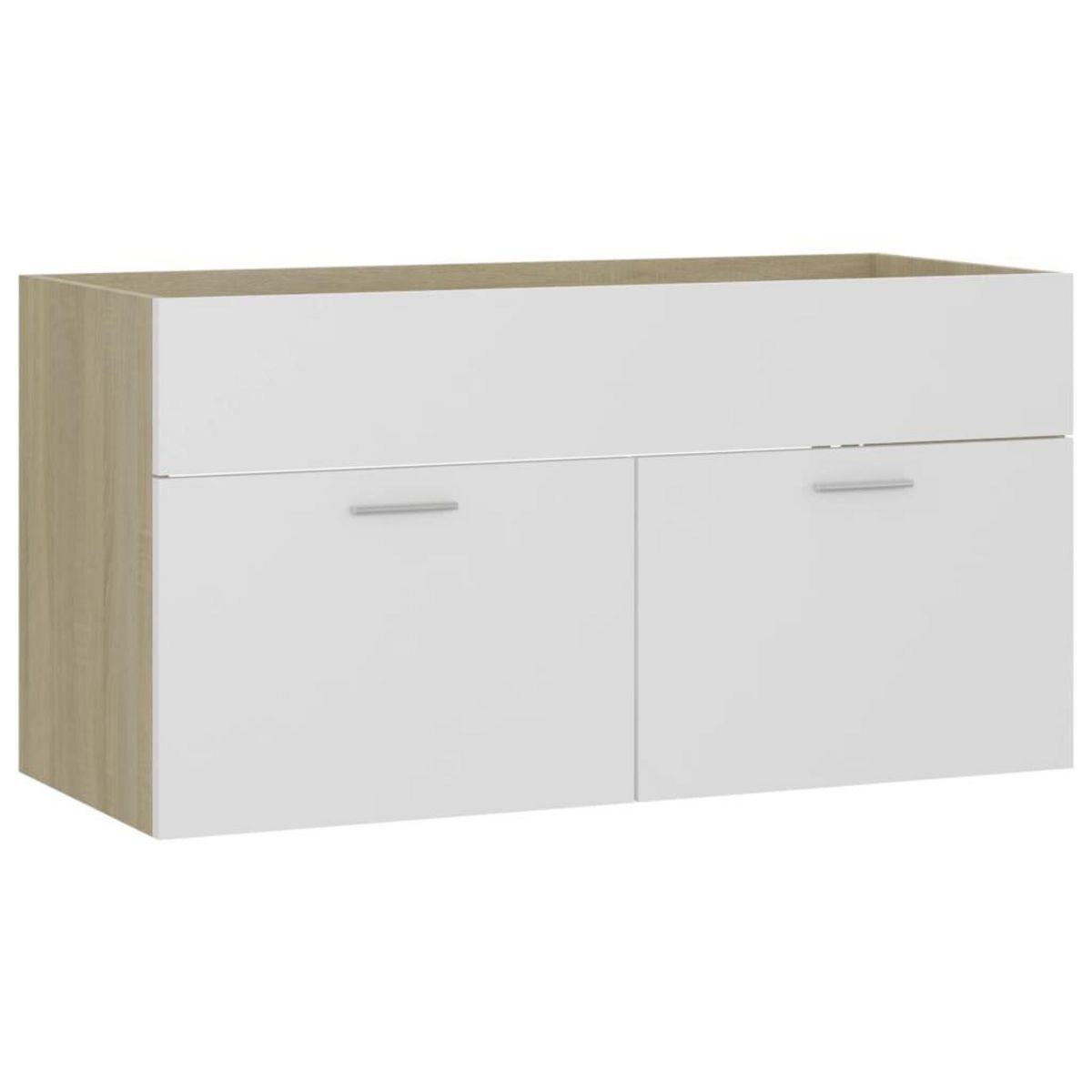 VIDAXL Armoire d'evier Blanc et chene sonoma Bois d'ingenierie