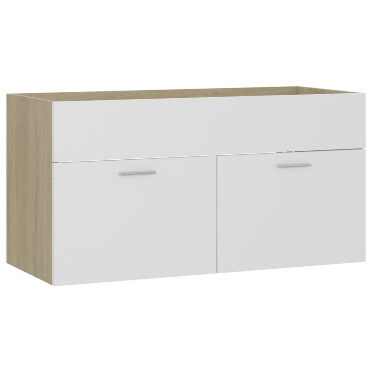 VIDAXL Armoire d'evier Blanc et chene sonoma Bois d'ingenierie