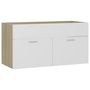 Voir la diapositive 2 : VIDAXL Armoire d'evier Blanc et chene sonoma Bois d'ingenierie