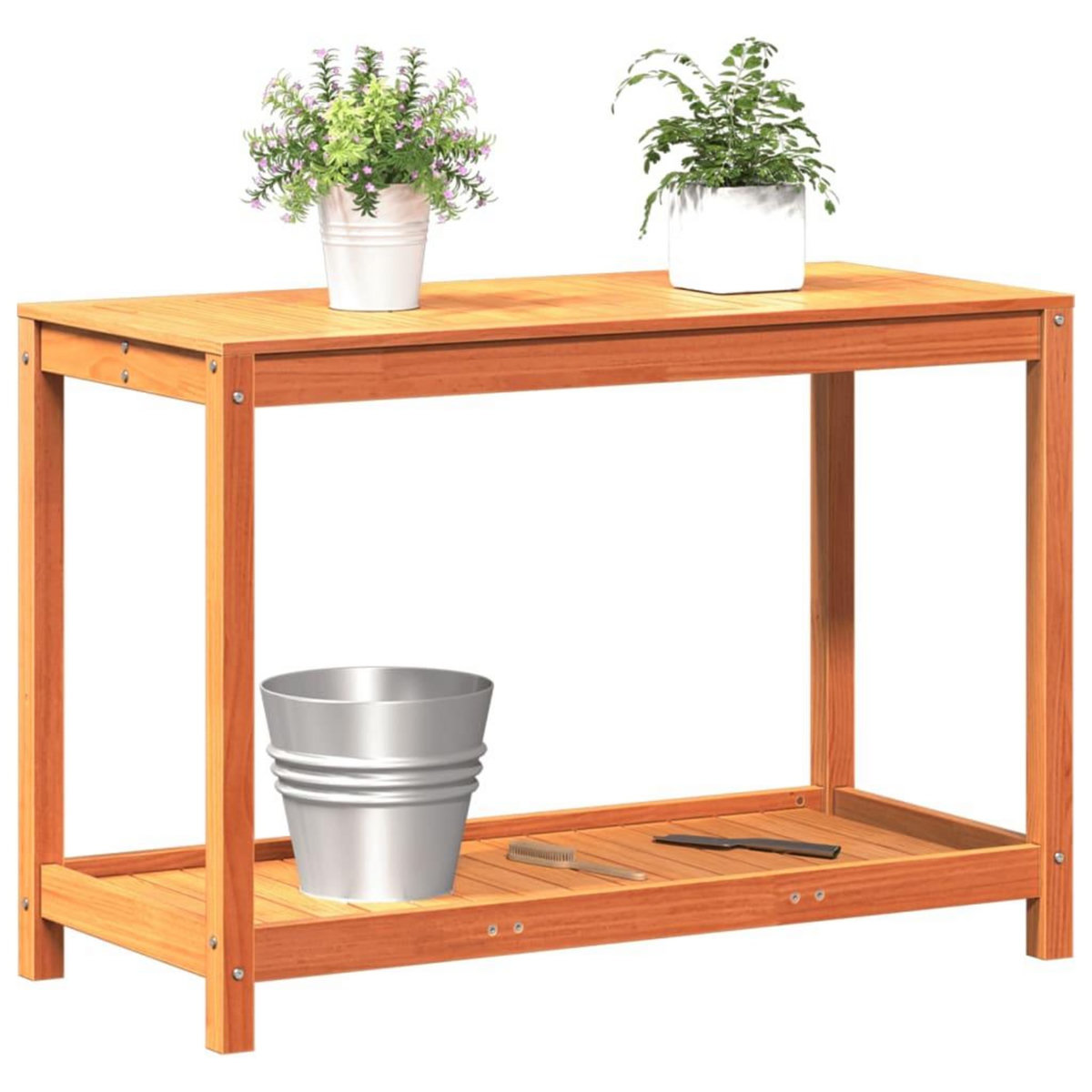 VIDAXL Table de rempotage avec etagere cire marron bois massif de pin