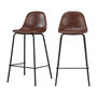 Voir la diapositive 1 : MAISON PAVANE Lot de 2 chaises pour îlot central 65 cm en cuir synthétique marron-Henrik