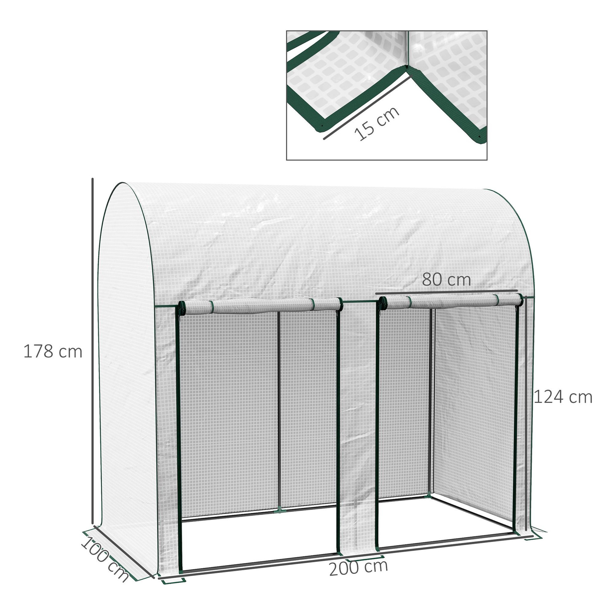 Voir la diapositive 3 : OUTSUNNY Serre de jardin 2 m² serre à tomates 2 portes acier pe blanc
