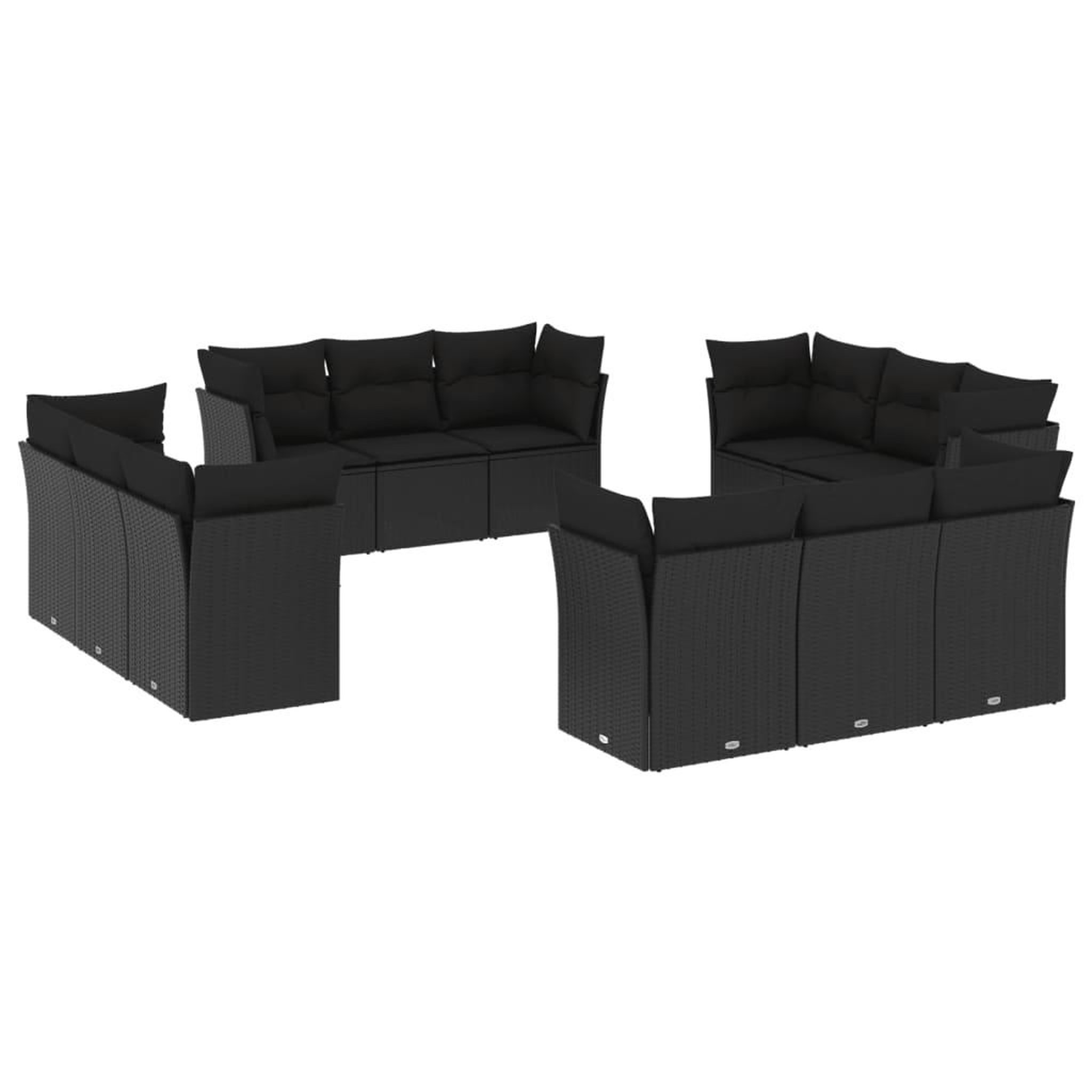 Voir la diapositive 2 : VIDAXL Salon de jardin 12 pcs avec coussins noir resine tressee