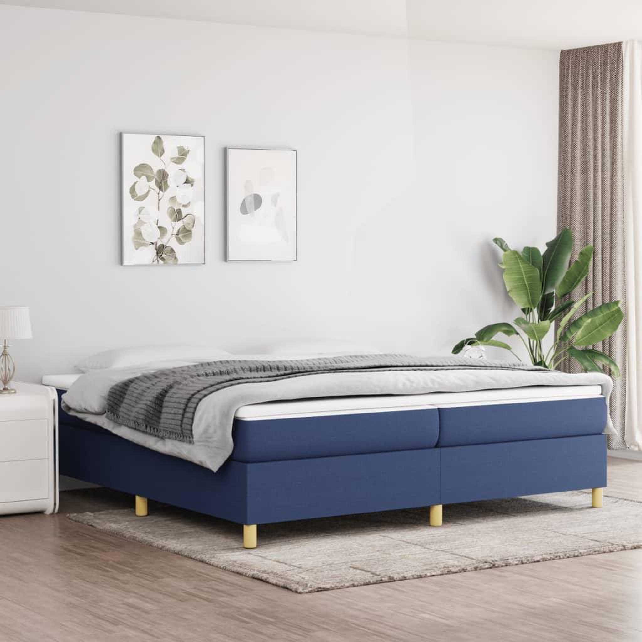Voir la diapositive 1 : VIDAXL Cadre de lit sans matelas bleu 200x200 cm tissu