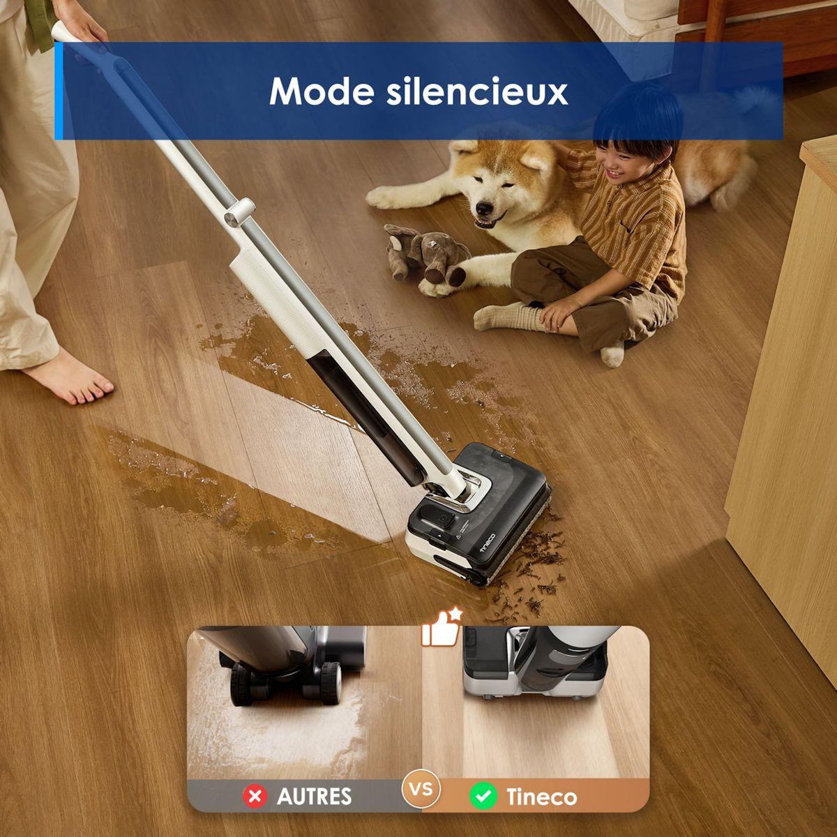 TINECO Aspirateur laveur Floor One I7 Fold Premium Blanc