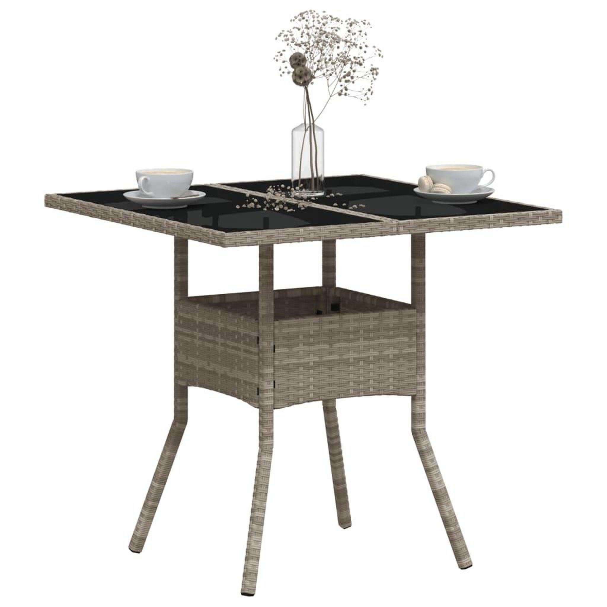 Voir la diapositive 4 : VIDAXL Table de jardin avec dessus en verre gris clair resine tressee