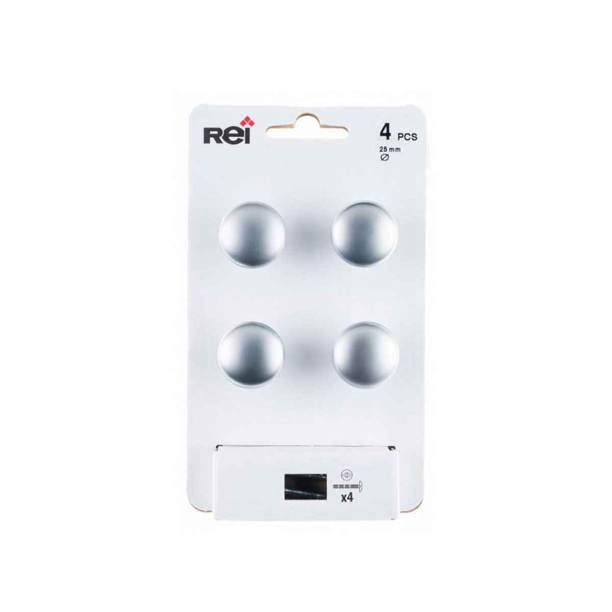 CENTRALE BRICO Lot de 4 boutons de meuble Rond zamak chromé H.25 x l.25 x P.25 mm