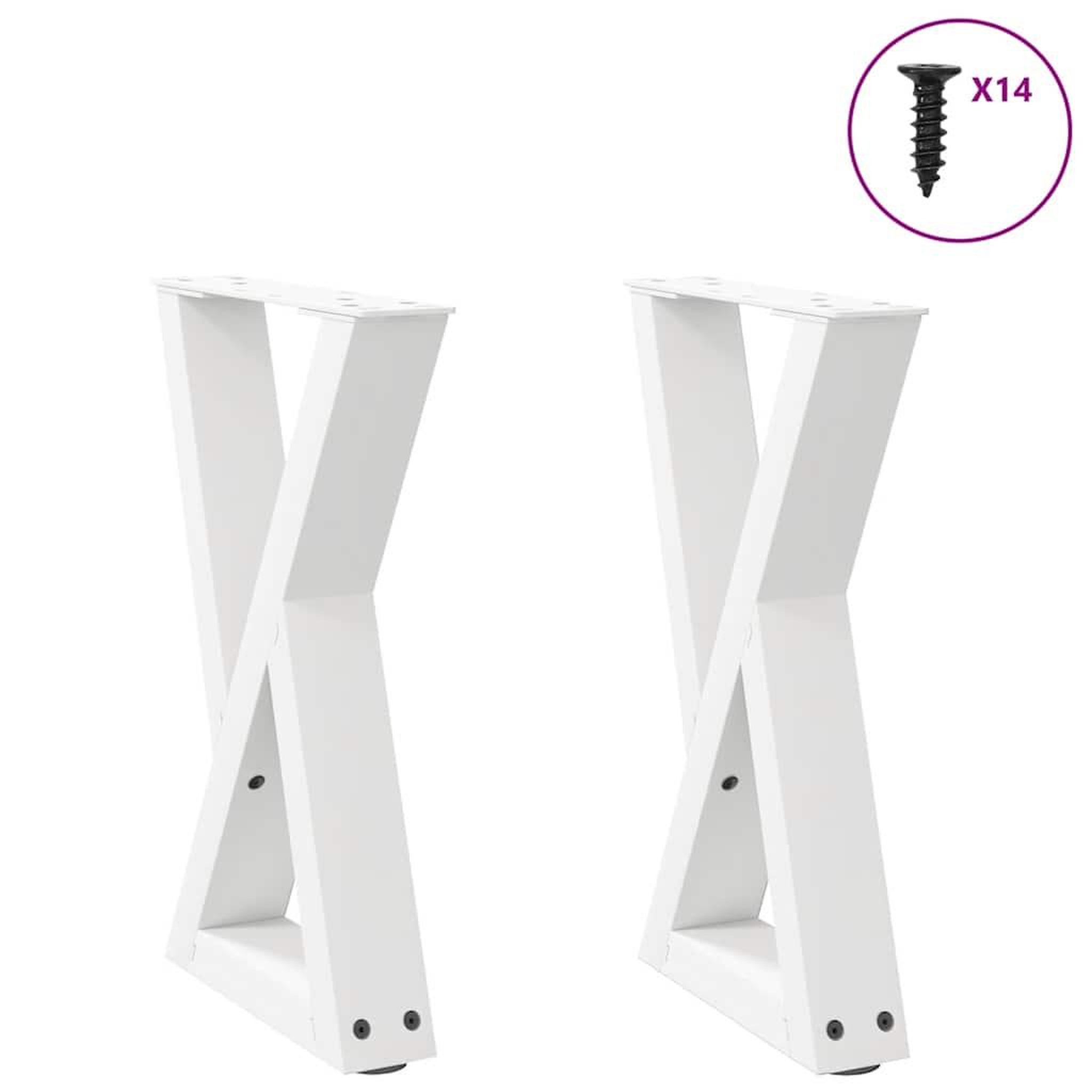 VIDAXL Pieds de table basse 2 pcs blanc 38x(42-43,3) cm acier