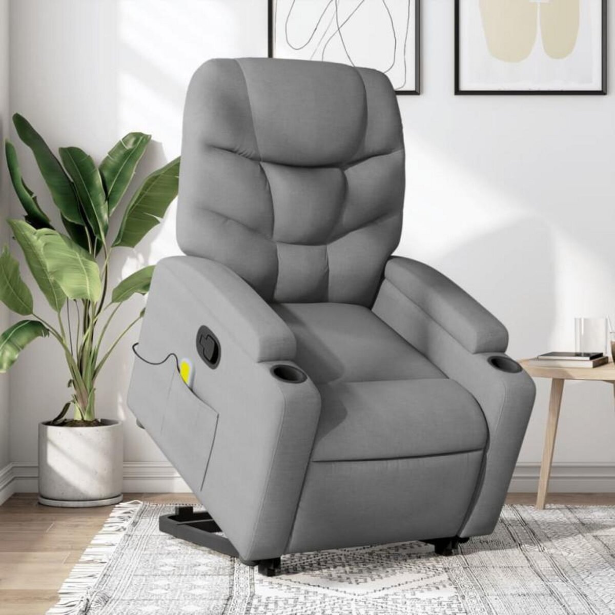 VIDAXL Fauteuil de massage inclinable Gris clair Tissu