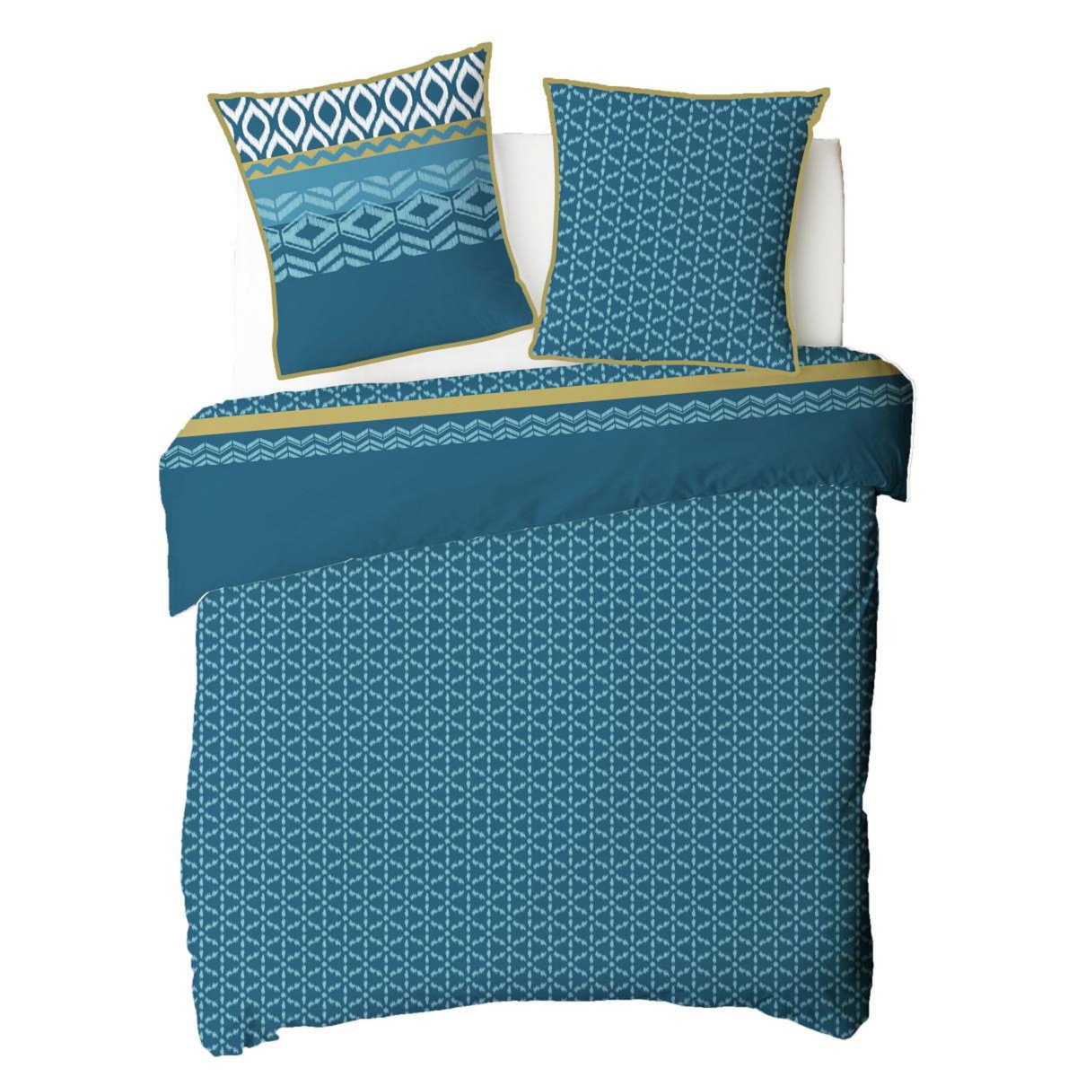 FUTURE HOME Parure de lit double ethnique en microfibre lavée