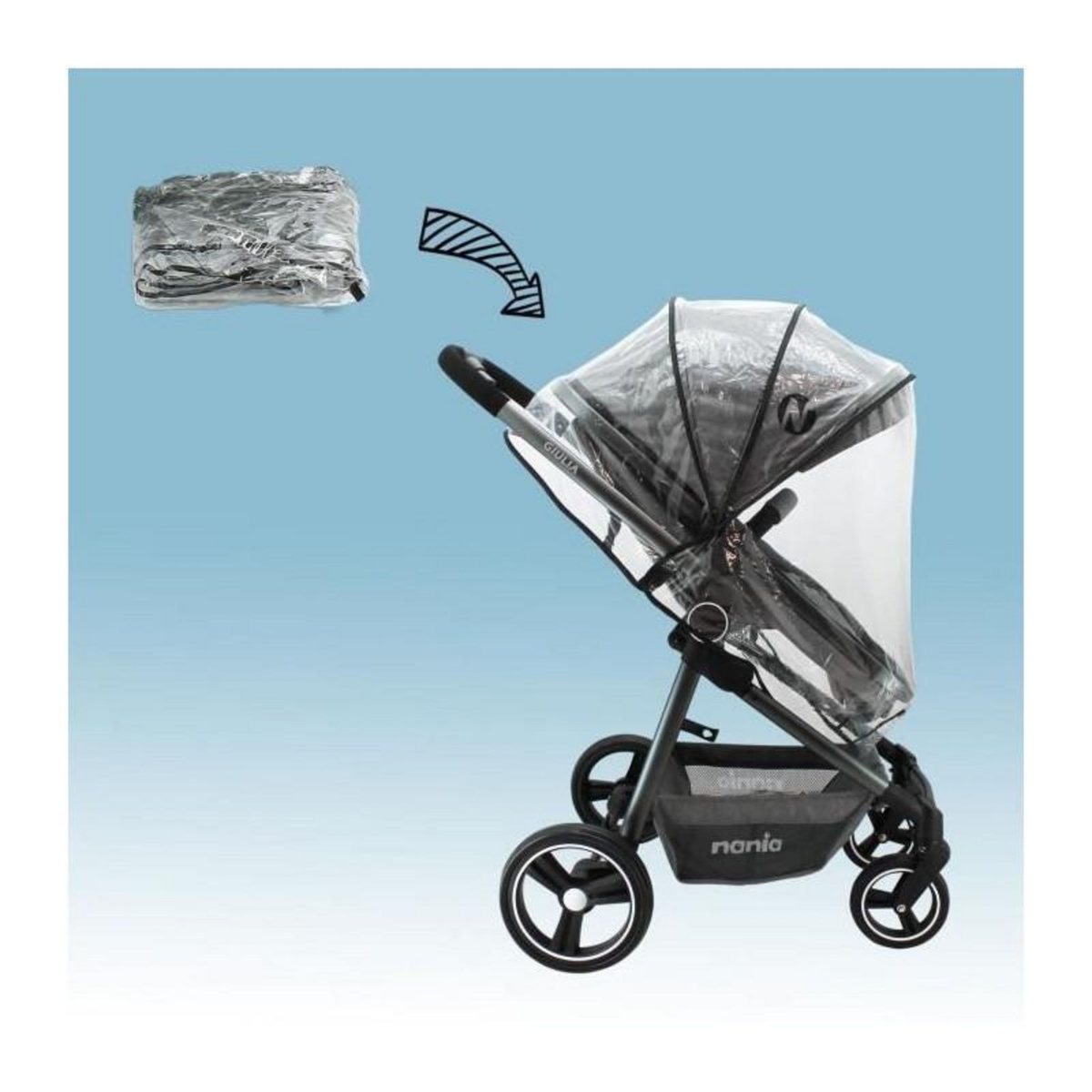 NANIA Poussette combinée 3 en 1 NANIA GIULIA + Siege auto BEONE EVO R129 40-85 cm - Nacelle de 0 a 6 mois