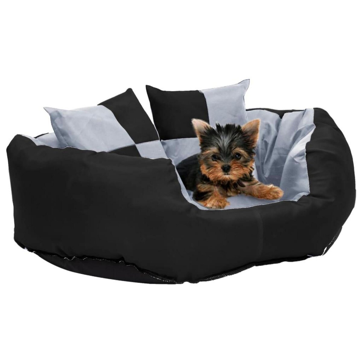 VIDAXL Coussin reversible lavable pour chien Gris et noir 65x50x20 cm