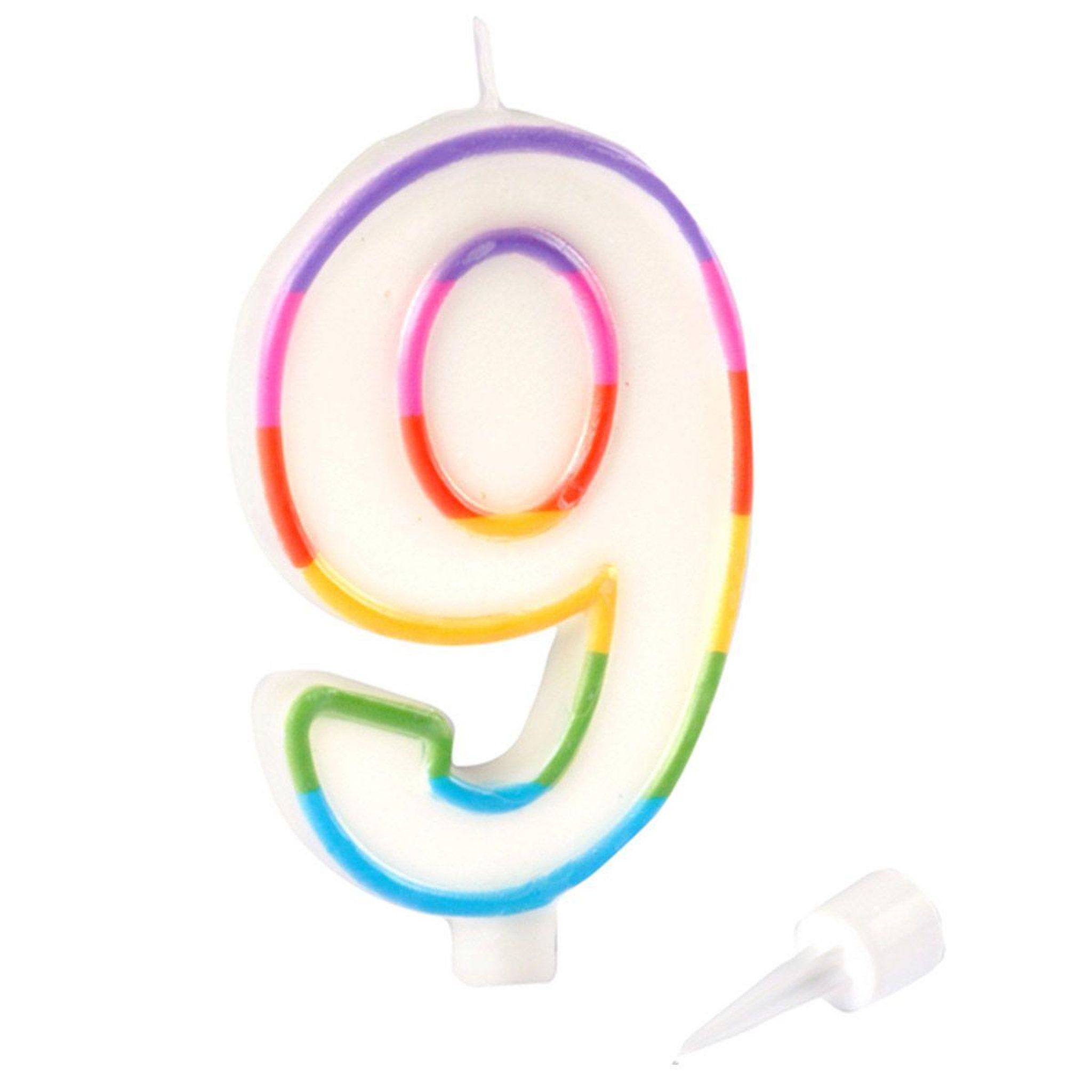 Voir la diapositive 2 : HOMEA Bougie d'Anniversaire  Chiffre 9  10cm Multicolore