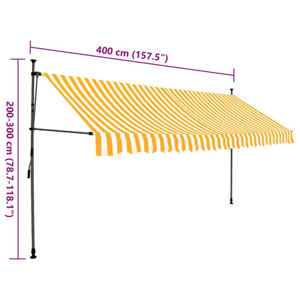 VIDAXL Auvent manuel retractable avec LED 400 cm Blanc et orange