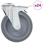 VIDAXL 24 pcs Roulettes pivotantes a trou de boulon 125 mm