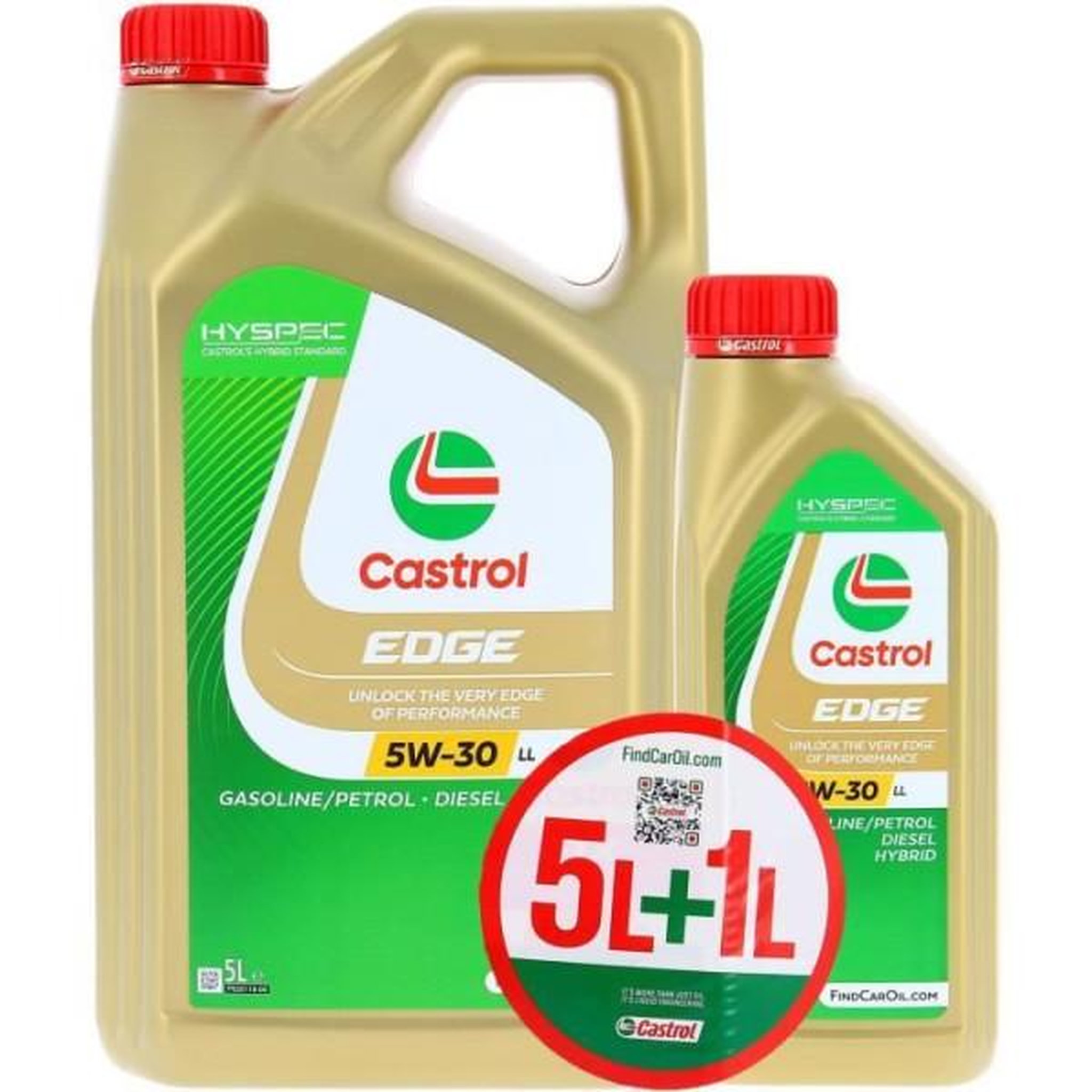 CASTROL Huile Moteur - CASTROL EDGE - 5W-30 LL - 5L+1L - 057356