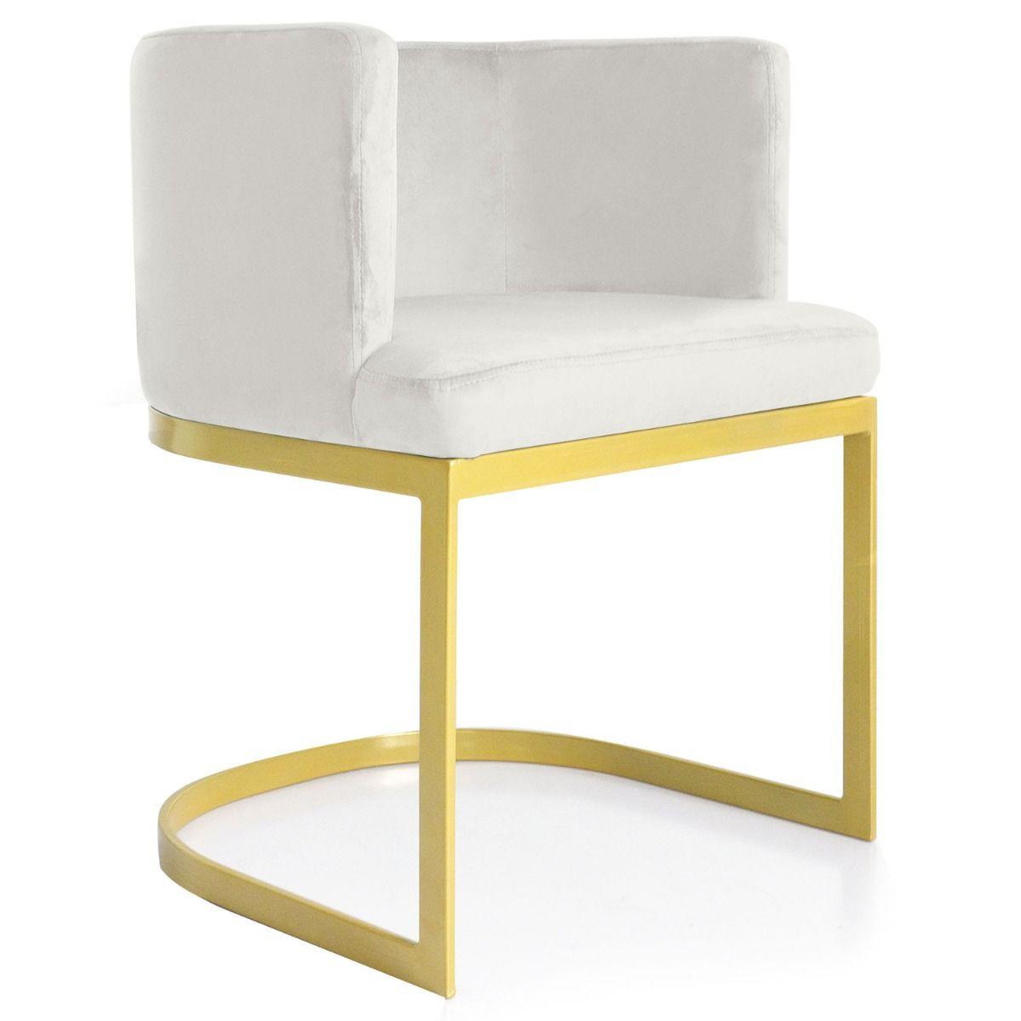 Paris Prix Chaise design en velours  noemy  75cm blanc & or