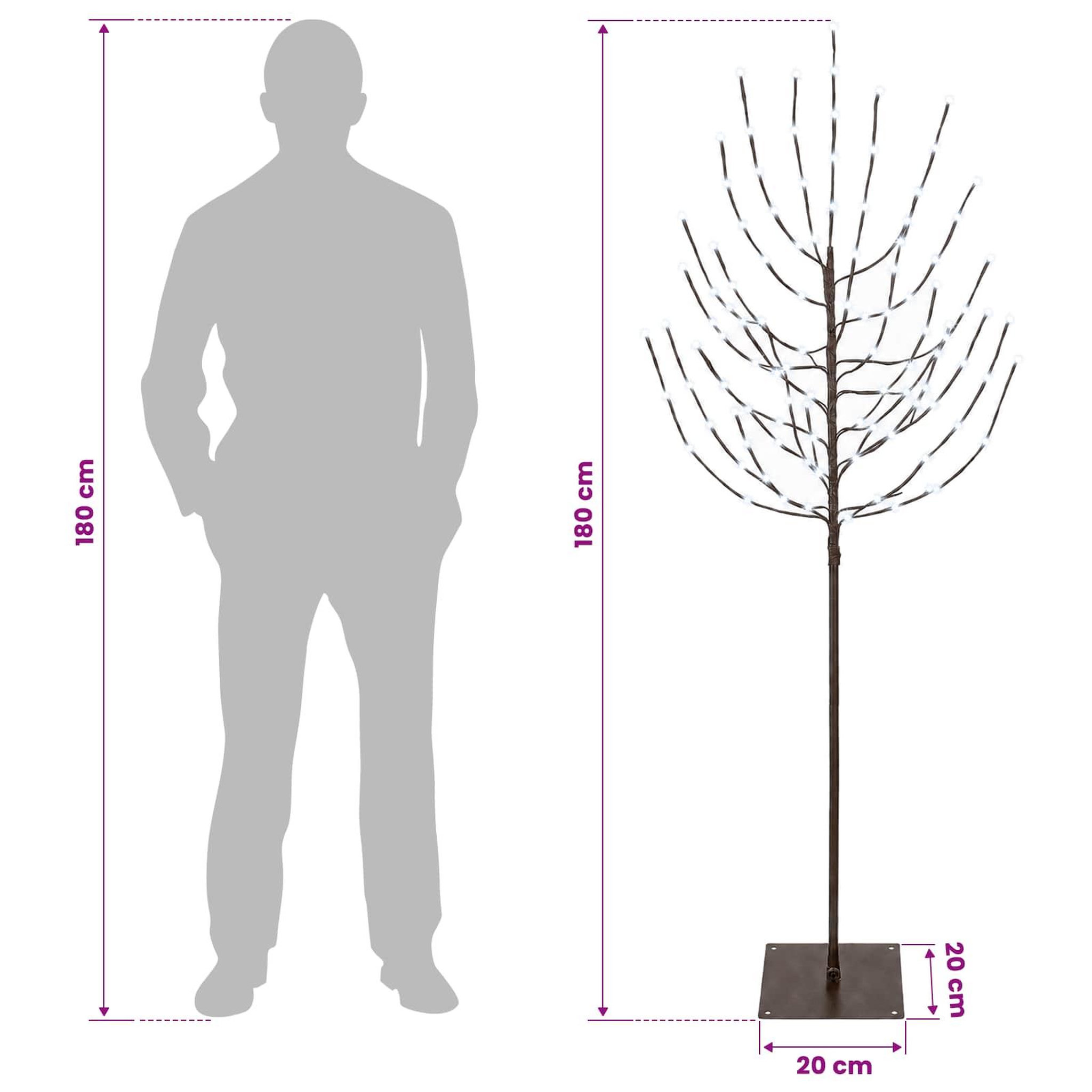 Voir la diapositive 3 : VIDAXL Arbre de Noël LED Noir 20 x 20 x 180 cm Acier 160 LED