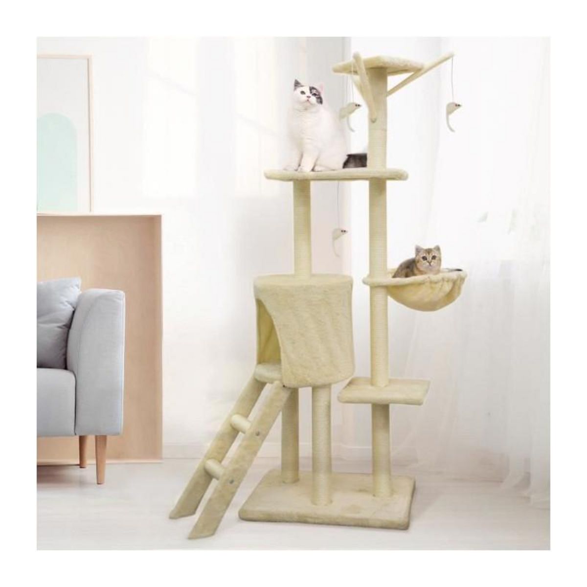 JIPSY Arbre a chat Beige - 79 x 34 x 138 cm - Beige
