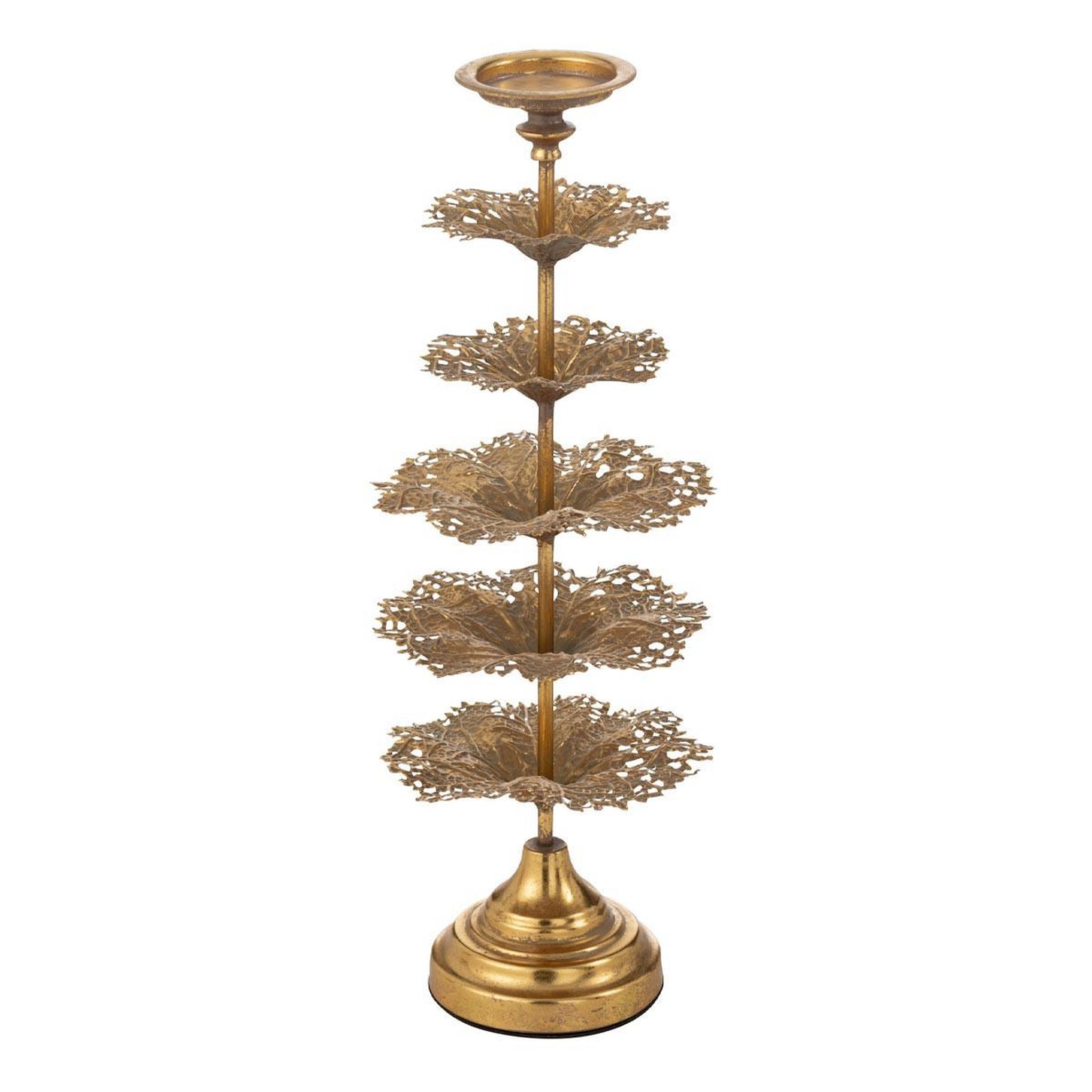 J-LINE Bougeoir Déco en Métal  Arbre  62cm Or