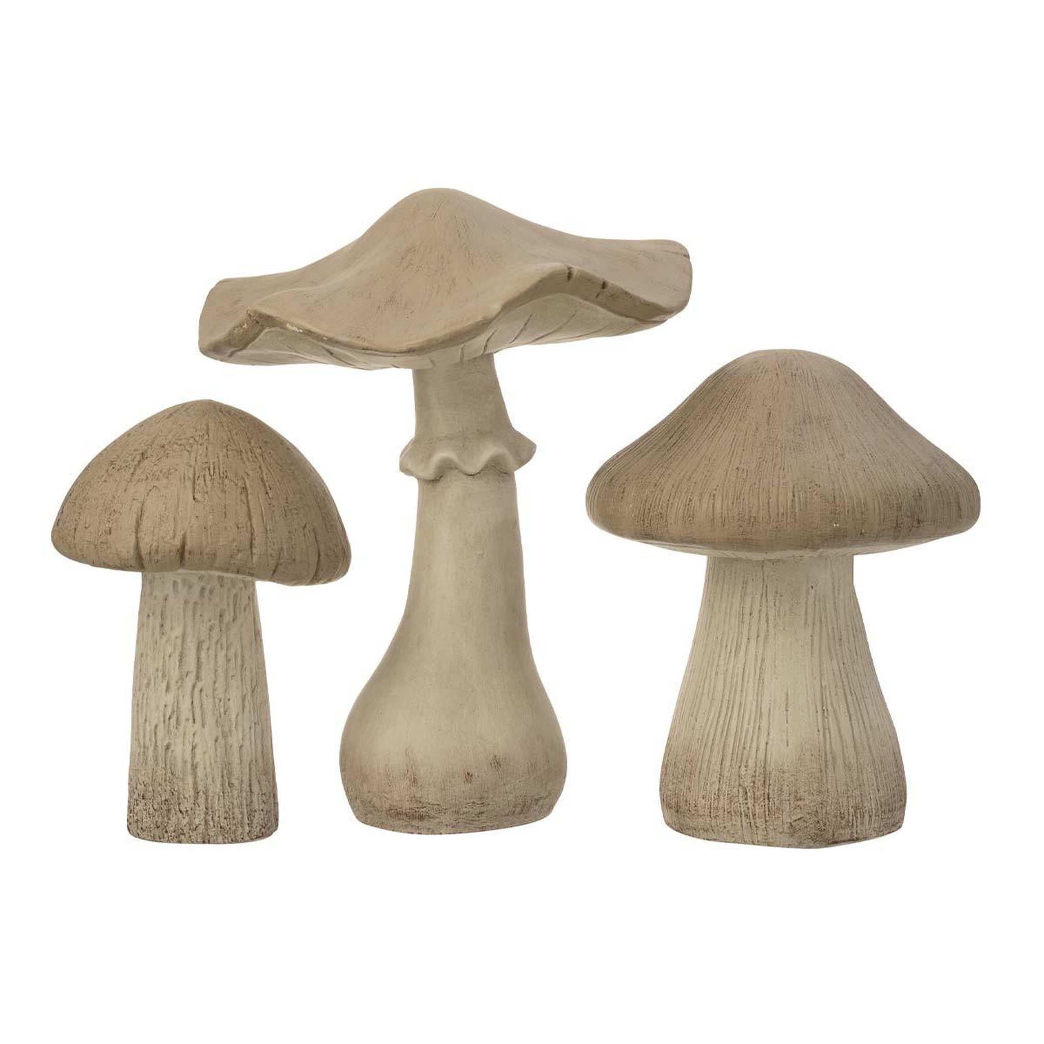 J-LINE Lot de 3 champignons déco  chalet  50cm gris