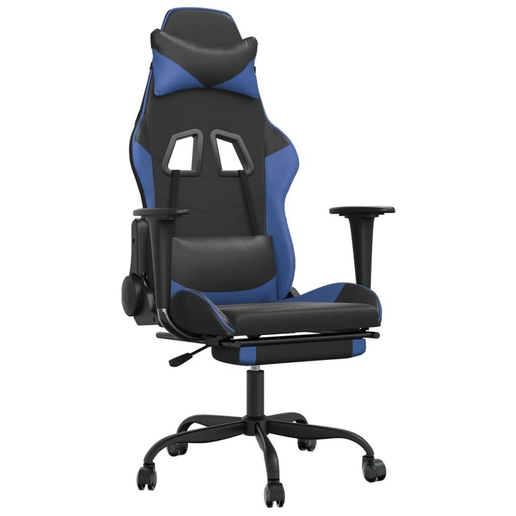 Voir la diapositive 2 : VIDAXL Chaise de jeu avec repose-pied Noir et bleu Similicuir