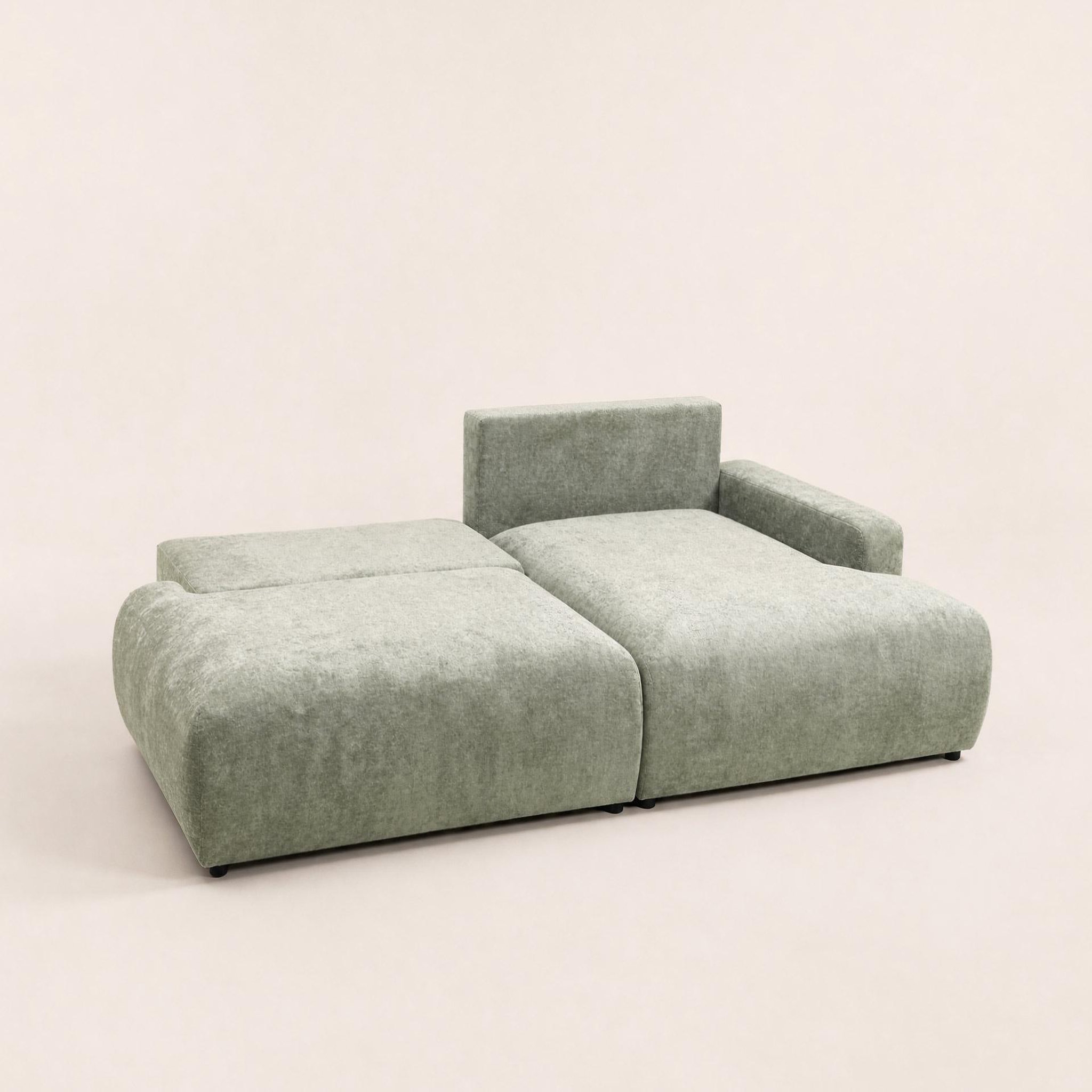 Voir la diapositive 4 : BEST MOBILIER Pivoine - canapé d'angle ouvert droit 4 places convertible avec coffre en tissu texturé