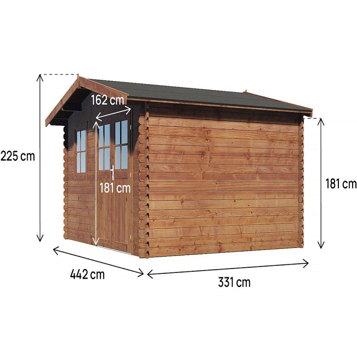 Habitat et Jardin Abri de jardin en bois traité marron autoclave  Valmont  - 14 m² -28 mm