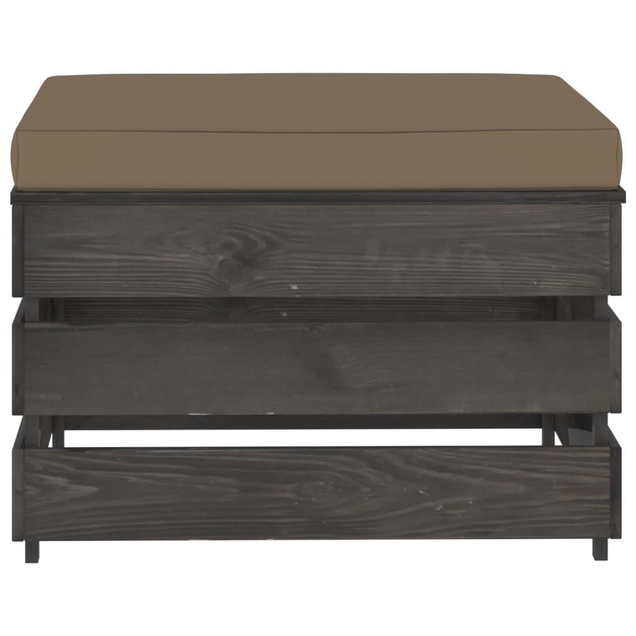 Voir la diapositive 2 : VIDAXL Pouf sectionnel avec coussin Bois impregne de gris