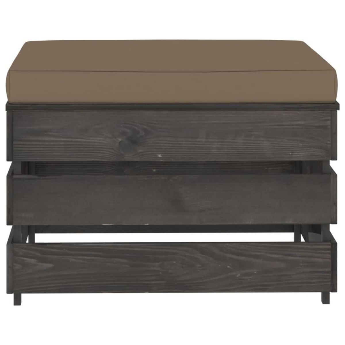 VIDAXL Pouf sectionnel avec coussin Bois impregne de gris