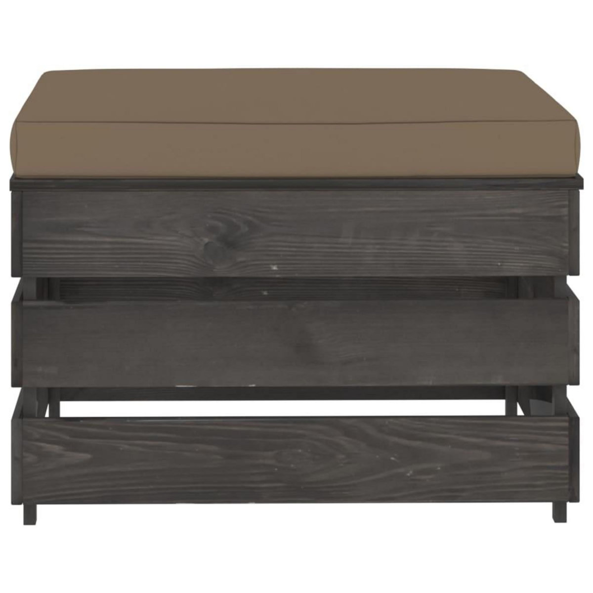 VIDAXL Pouf sectionnel avec coussin Bois impregne de gris