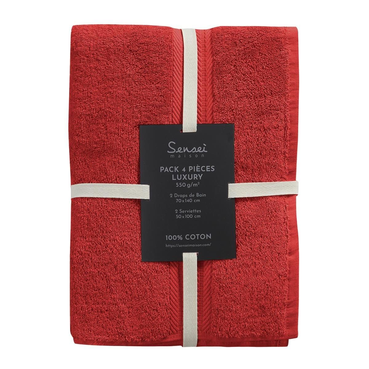 Sensei Maison Ensemble de bain 4 pièces (2 draps de bain + 2 serviettes de toilette) LUXURY