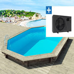 Habitat et Jardin Piscine bois   Brazilia 130    5.86 x 3.86 x 1.31 m + Pompe à chaleur 6 kw/h inverter  PowerLine by Hayward  - Noir
