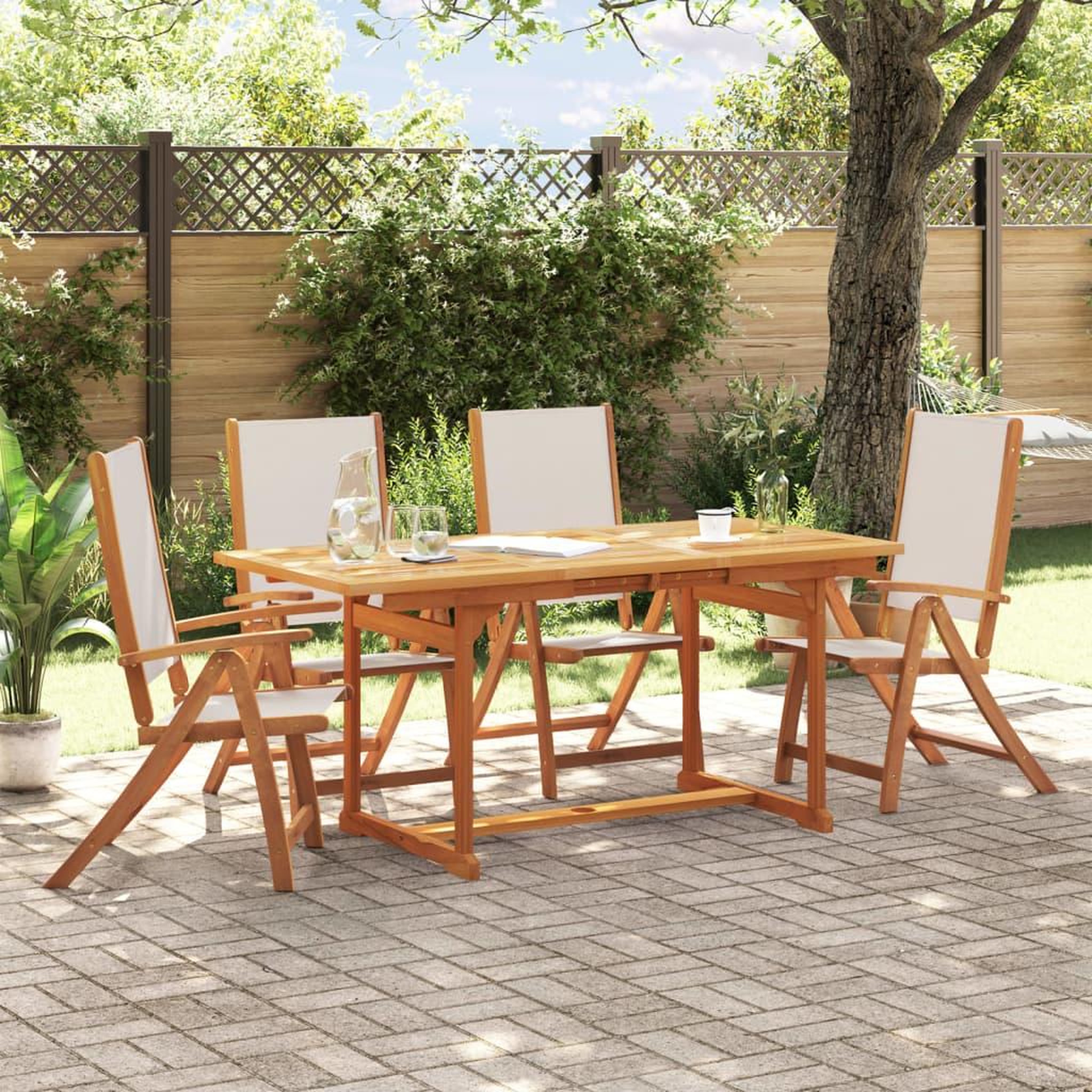 VIDAXL Ensemble a manger de jardin 5pcs bois d'acacia solide textilene