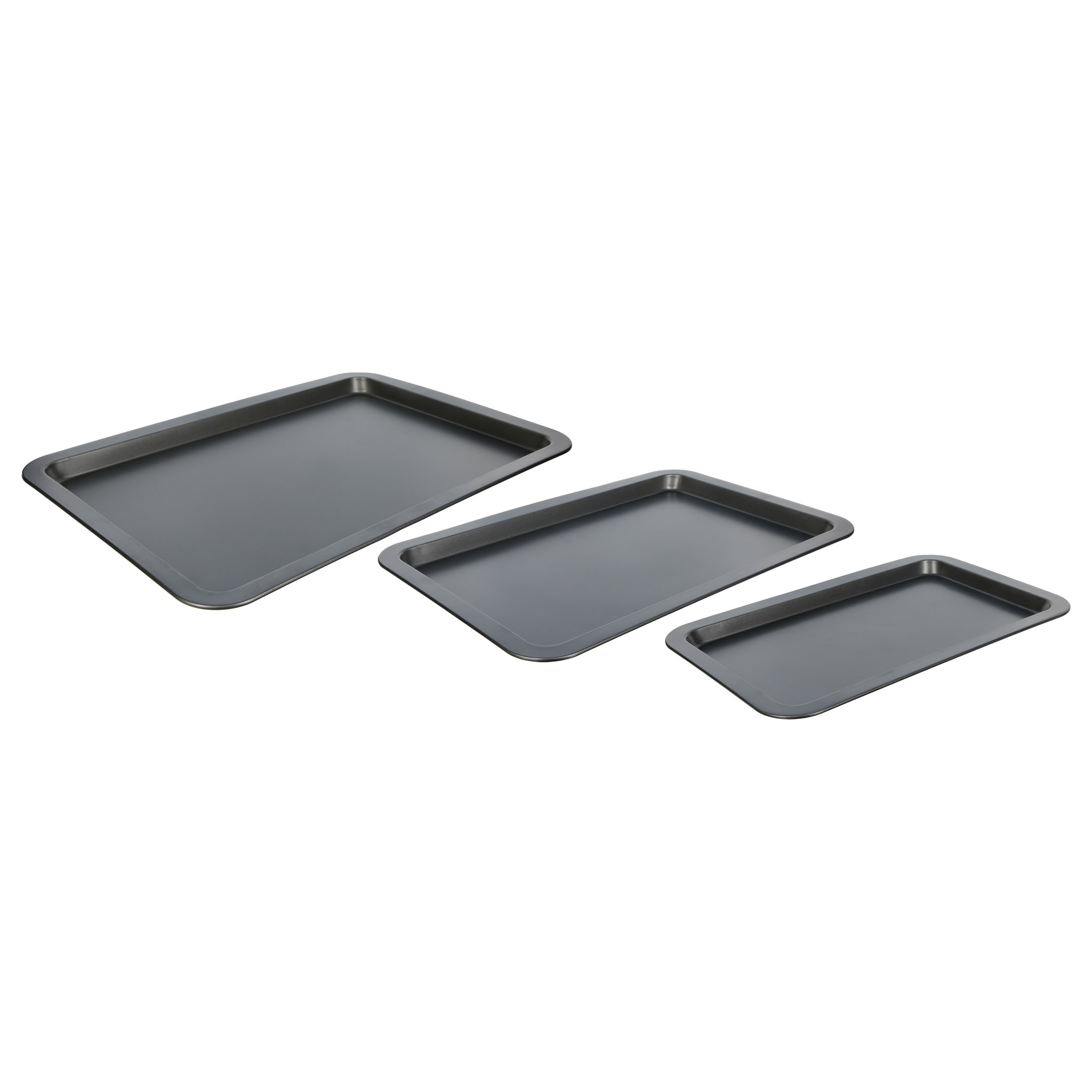 Voir la diapositive 2 : SECRET DE GOURMET Lot de 3 plaques de cuisson four en acier - revêtement antiadhésif