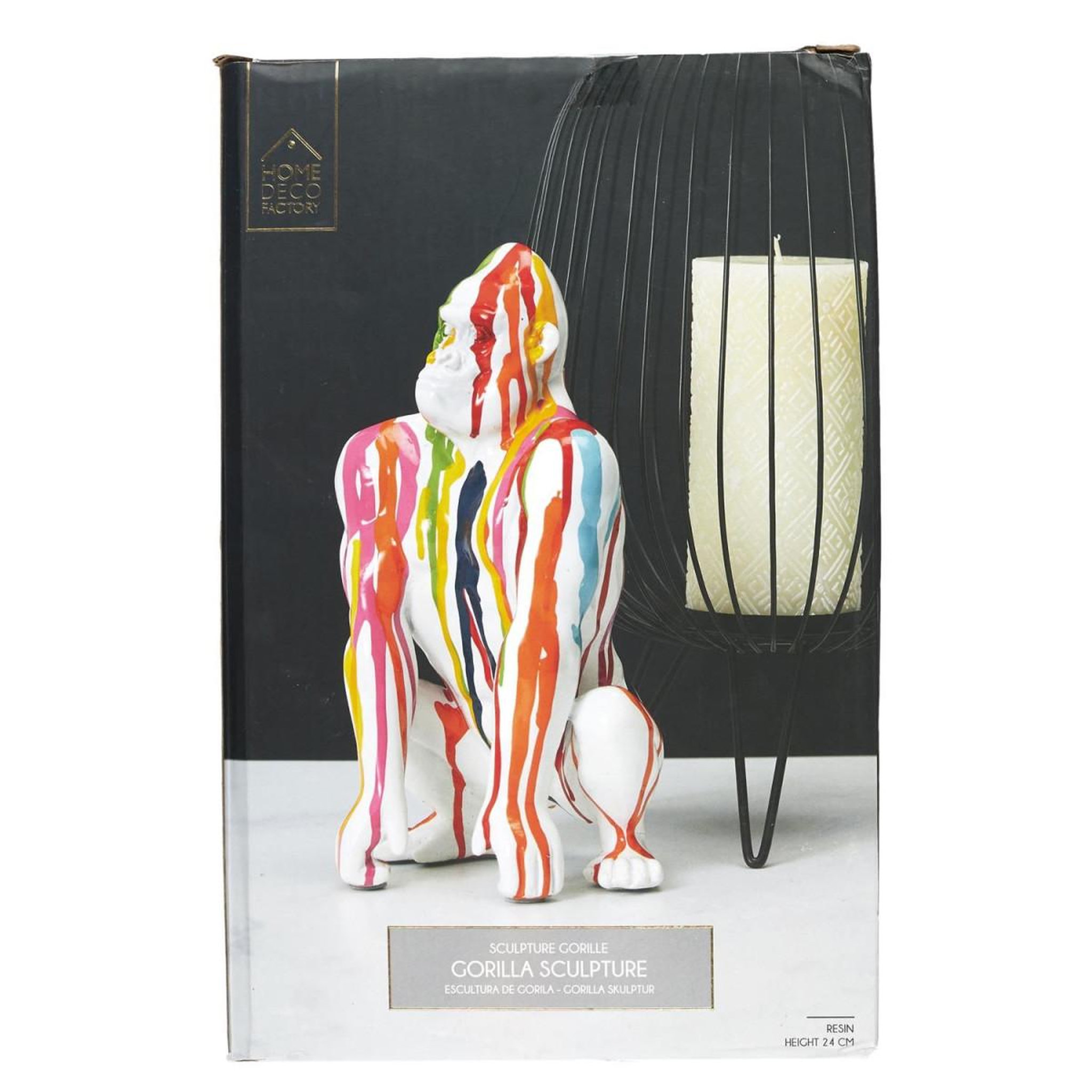 Voir la diapositive 6 : The Home Deco Factory Statuette déco gorille  rainbow  24cm multicolore