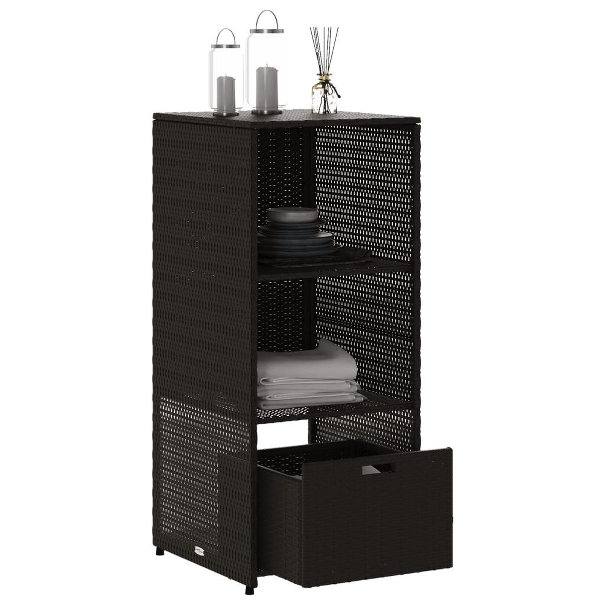 Voir la diapositive 5 : VIDAXL Armoire de rangement de jardin noir 50x55x115 cm resine tressee