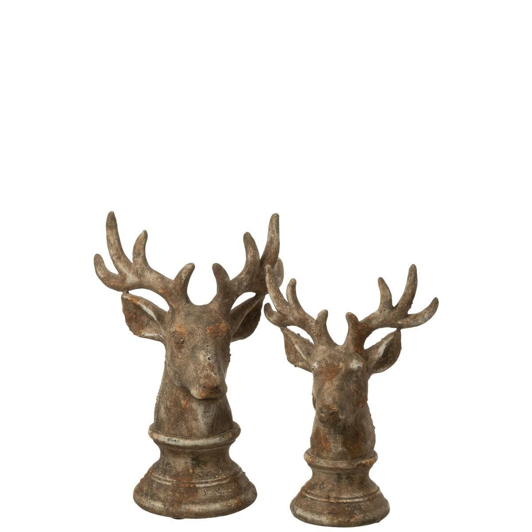 Voir la diapositive 2 : J-LINE Tête de cerf en résine  chalet  33cm taupe