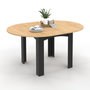 Voir la diapositive 1 : ID MARKET Table à manger extensible ronde DONA 4-8 personnes noire plateau façon hêtre 110-150 cm