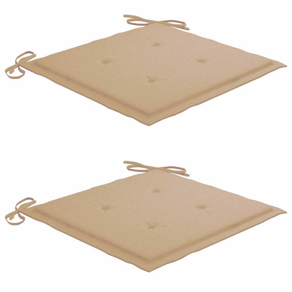 VIDAXL Chaises de jardin lot de 2 et coussins beige Bois teck massif