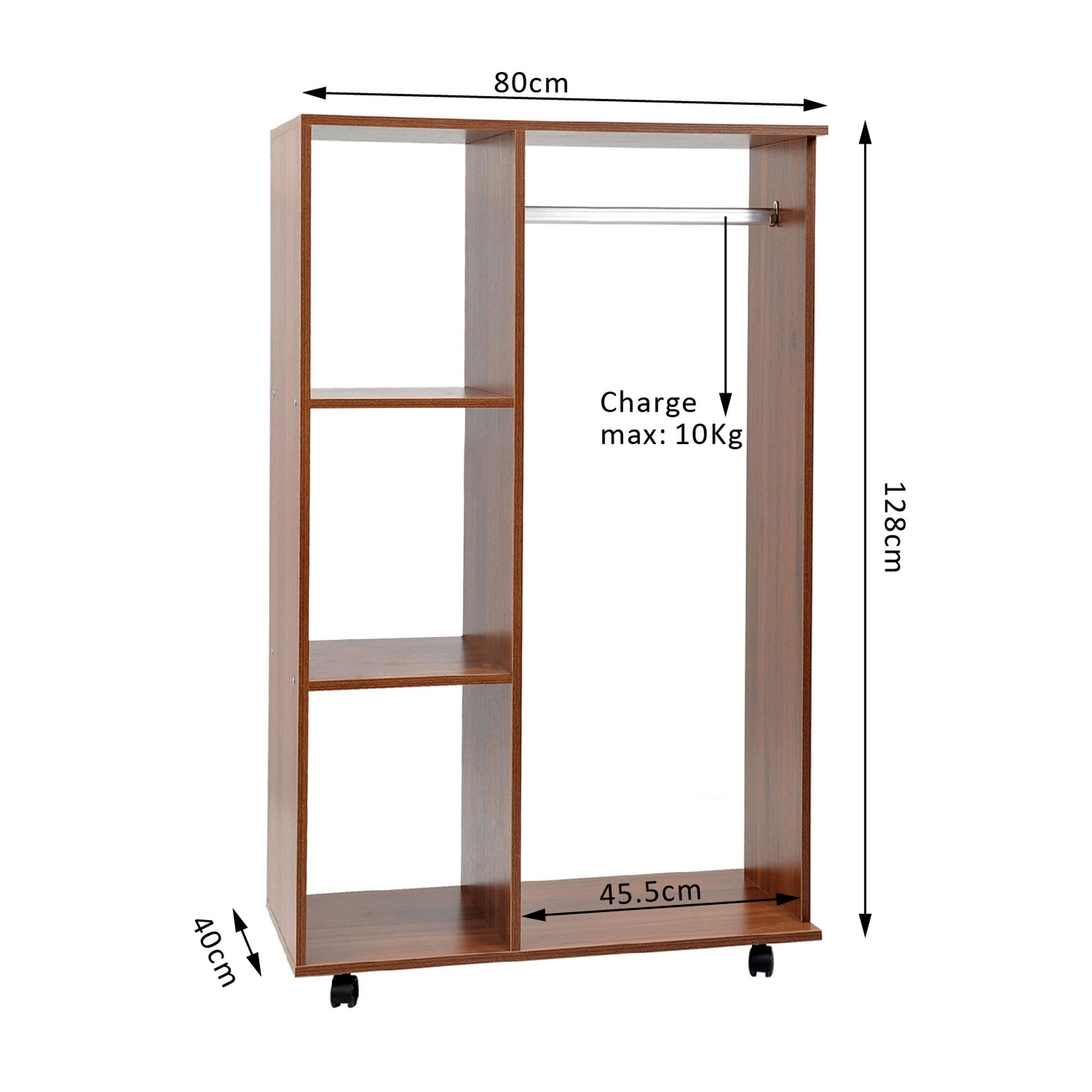 Voir la diapositive 3 : HOMCOM Armoire penderie armoire de rangement mobile panneaux de particules coloris chêne moyen