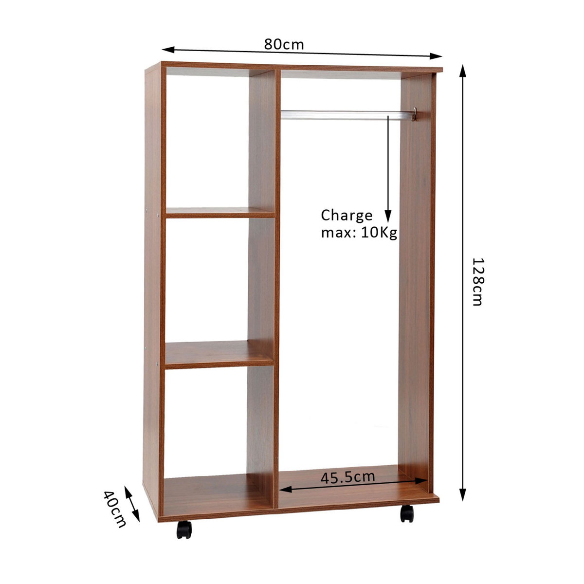 HOMCOM Armoire penderie armoire de rangement mobile panneaux de particules coloris chêne moyen
